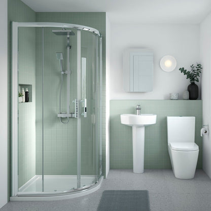 Nuie Provost 420mm Basin & Pedestal Contemporary White Vitreous China 825x420x380mm - JJ Building Materials
