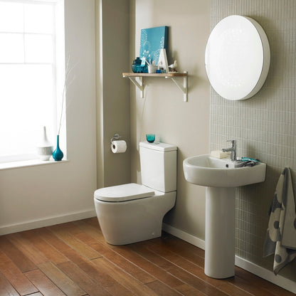 Nuie Provost 420mm Basin & Pedestal Contemporary White Vitreous China 825x420x380mm - JJ Building Materials