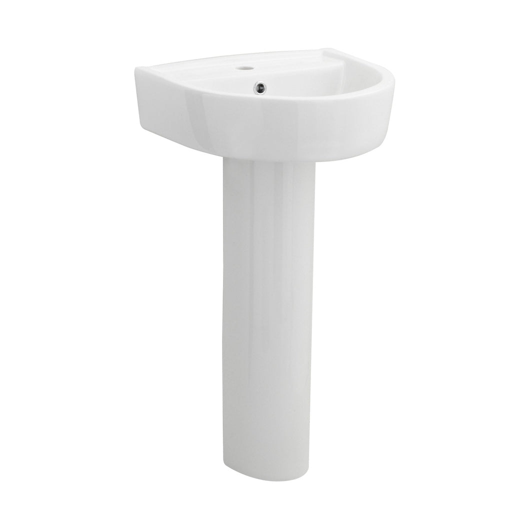 Nuie Provost 420mm Basin & Pedestal Contemporary White Vitreous China 825x420x380mm - JJ Building Materials