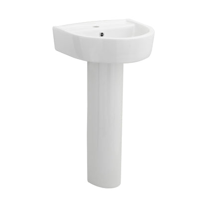 Nuie Provost 420mm Basin & Pedestal Contemporary White Vitreous China 825x420x380mm - JJ Building Materials