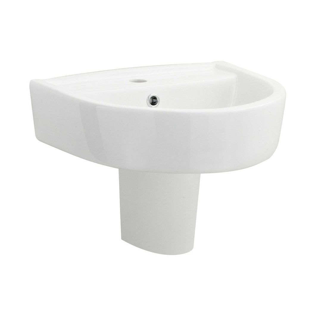 Nuie Provost 420mm Basin & Semi Pedestal Contemporary White Vitreous China 450x420x380mm - JJ Building Materials