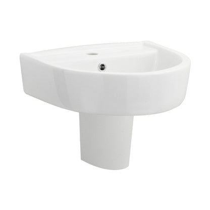 Nuie Provost 420mm Basin & Semi Pedestal Contemporary White Vitreous China 450x420x380mm - JJ Building Materials