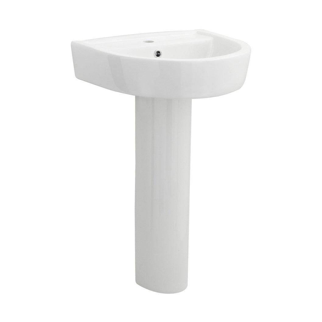 Nuie Provost 520mm Basin & Pedestal Contemporary White Vitreous China 825x520x450mm - JJ Building Materials