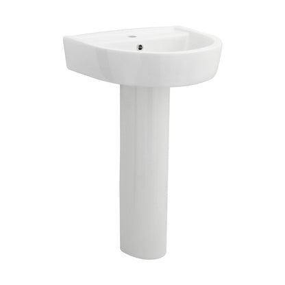 Nuie Provost 520mm Basin & Pedestal Contemporary White Vitreous China 825x520x450mm - JJ Building Materials