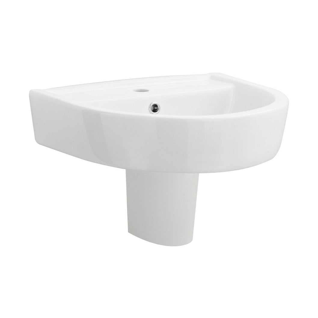 Nuie Provost 520mm Basin & Semi Pedestal Contemporary White Vitreous China 450x520x450mm - JJ Building Materials