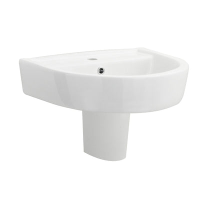 Nuie Provost 520mm Basin & Semi Pedestal Contemporary White Vitreous China 450x520x450mm - JJ Building Materials