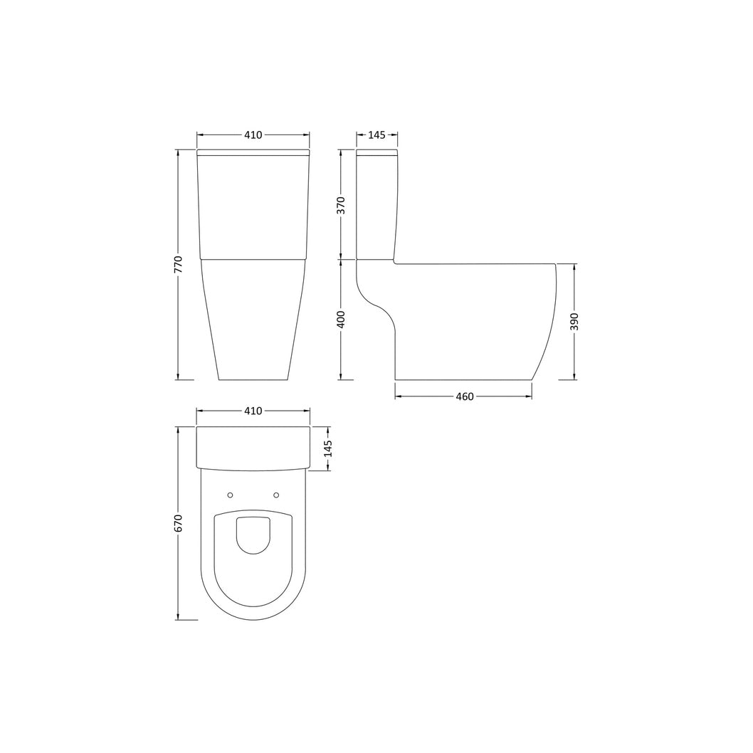 Nuie Provost Semi Flush To Wall Wc Contemporary White Vitreous China 770x410x670mm - JJ Building Materials