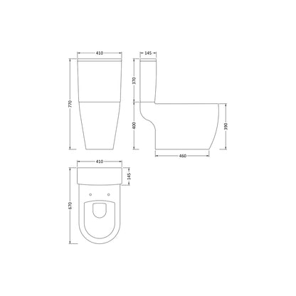 Nuie Provost Semi Flush To Wall Wc Contemporary White Vitreous China 770x410x670mm - JJ Building Materials