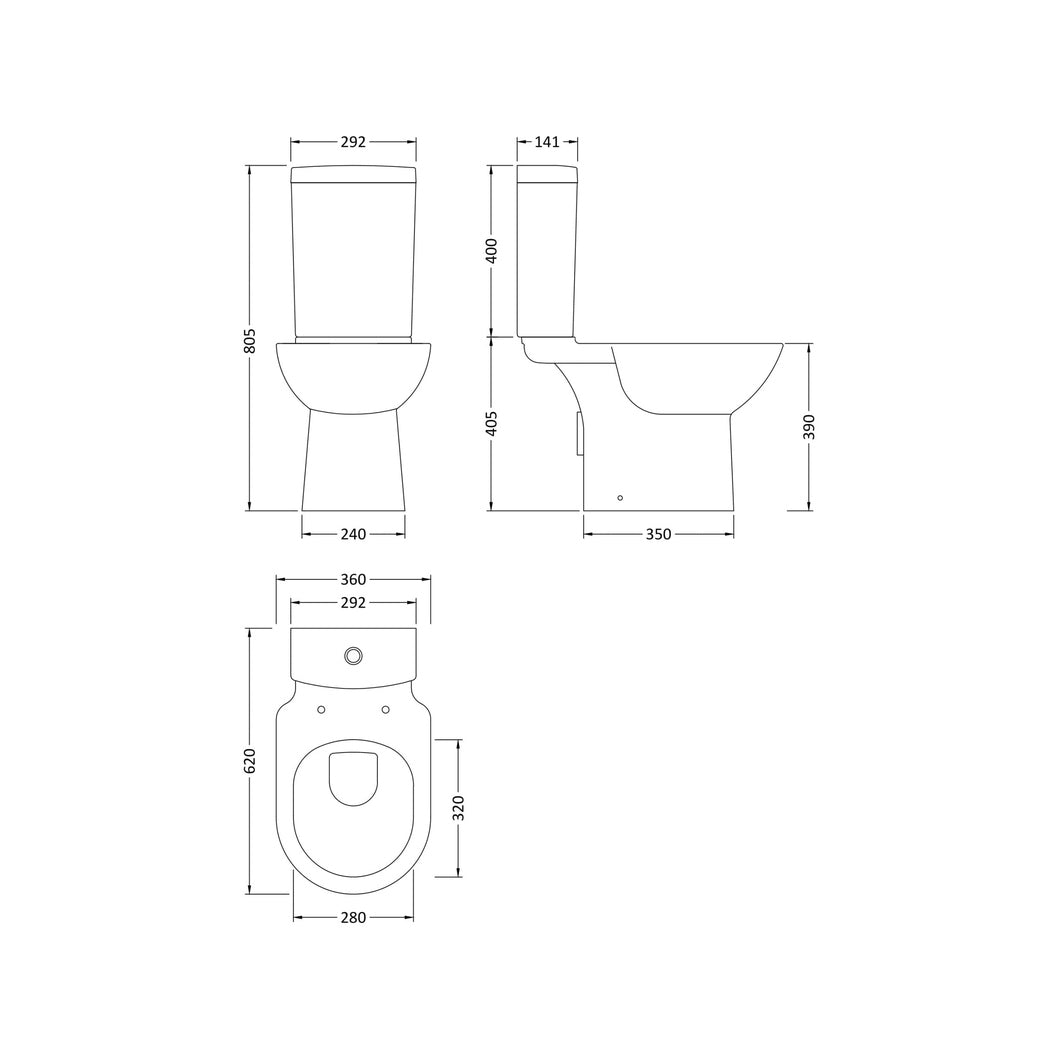 Nuie Provost Semi Flush To Wall Wc Contemporary White Vitreous China 805x360x620mm - JJ Building Materials