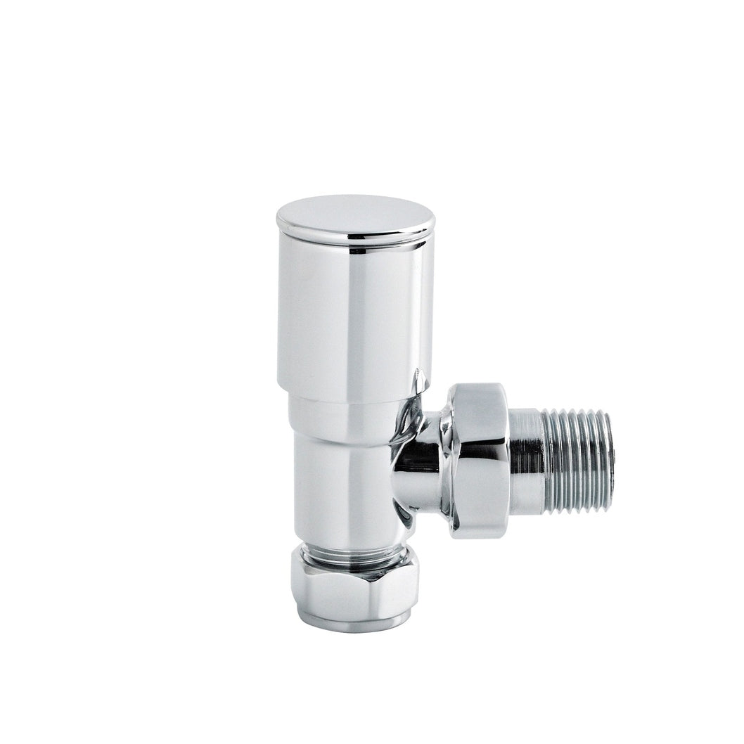 Nuie Radiator Valves Angled Radiator Valve Pack (pairs) Contemporary Chrome Steel 82x26x65mm - JJ Building Materials