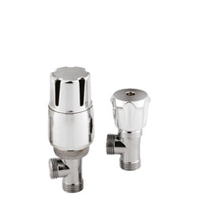 Nuie Radiator Valves Angled Thermostatic Radiator Valve Pack Contemporary Chrome Steel 130x45x76mm - JJ Building Materials