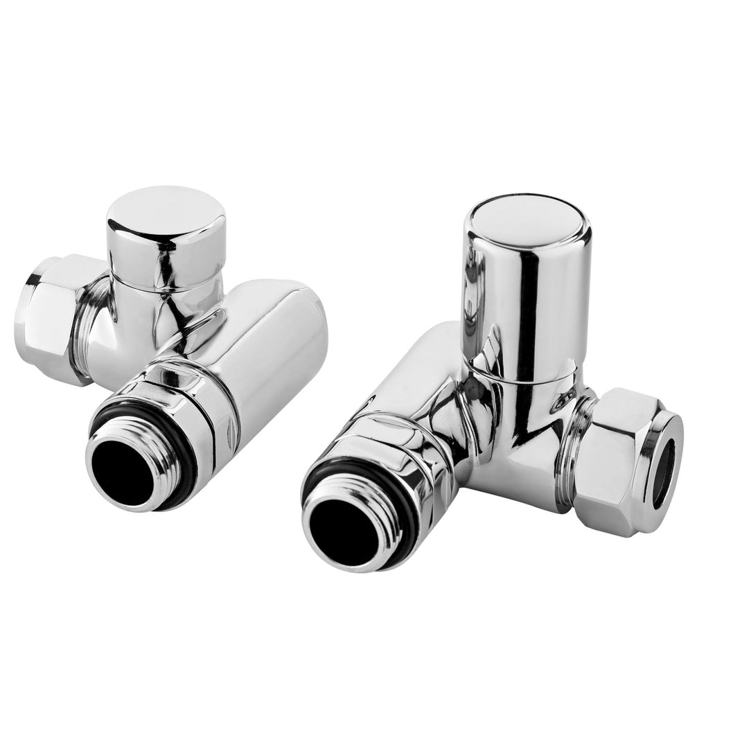 Nuie Radiator Valves Corner Duel Fuel Radiator Valve Pack (pairs) Contemporary Chrome Brass 70x68x75mm - JJ Building Materials