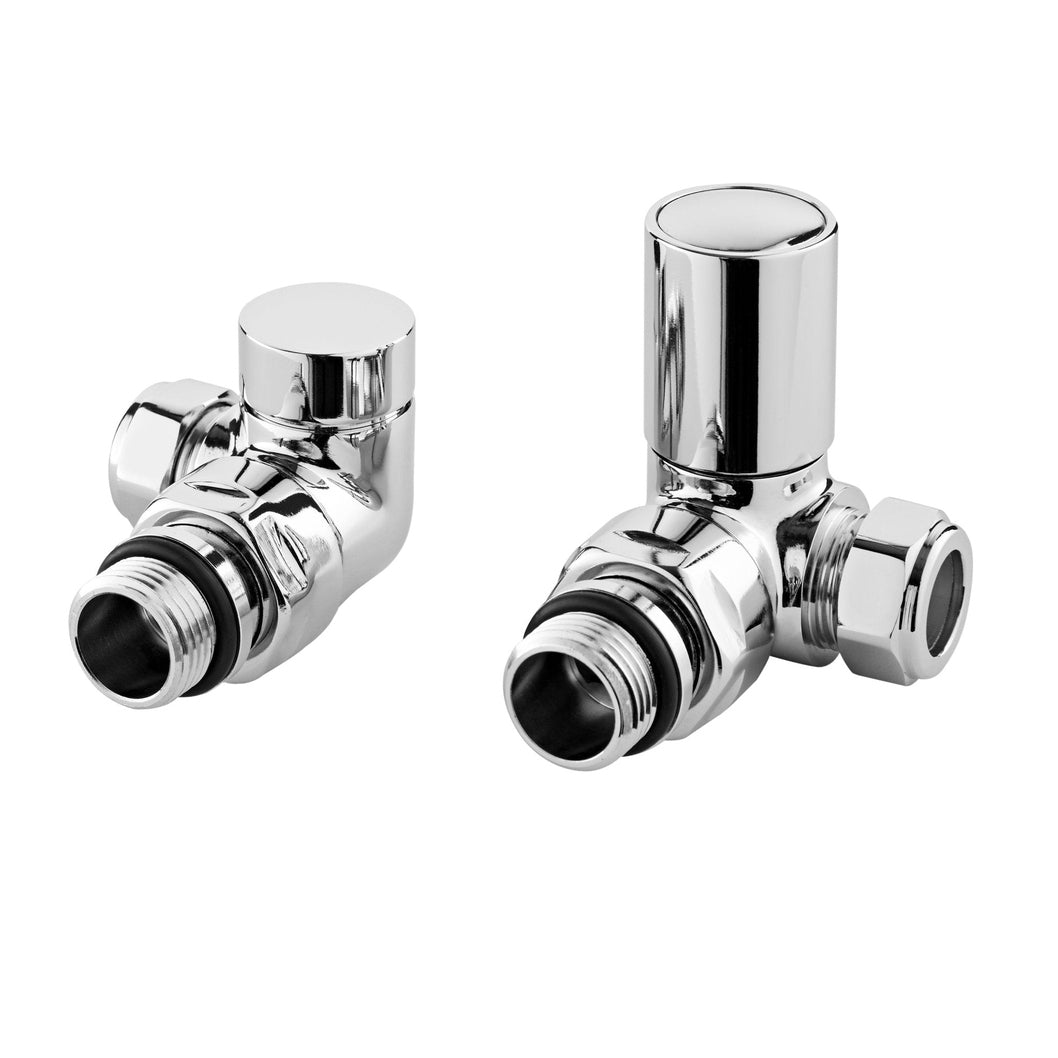 Nuie Radiator Valves Corner Radiator Valve Pack (pairs) Contemporary Chrome Brass 70x68x49mm - JJ Building Materials