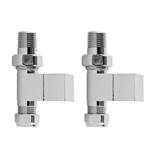 Nuie Radiator Valves Straight Radiator Valve Pack (pairs) Contemporary Chrome Steel 95x65x65mm - JJ Building Materials