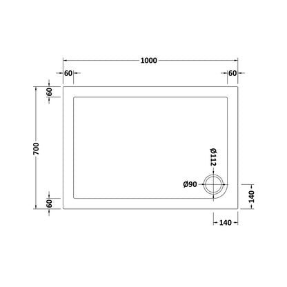 Nuie Rectangular Trays Rectangular Shower Tray 1000 X 700mm Contemporary White Acrylic Capped ABS Caco3 And Pu - JJ Building Materials