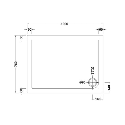 Nuie Rectangular Trays Rectangular Shower Tray 1000 X 760mm Contemporary White Acrylic Capped ABS Caco3 And Pu - JJ Building Materials