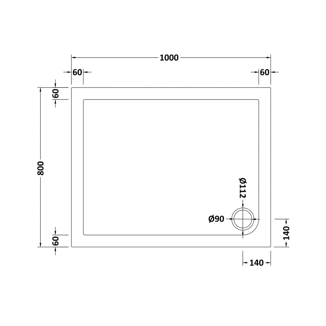 Nuie Rectangular Trays Rectangular Shower Tray 1000 X 800mm Contemporary White Acrylic Capped ABS Caco3 And Pu - JJ Building Materials