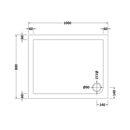 Nuie Rectangular Trays Rectangular Shower Tray 1000 X 800mm Contemporary White Acrylic Capped ABS Caco3 And Pu - JJ Building Materials