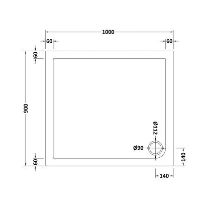 Nuie Rectangular Trays Rectangular Shower Tray 1000 X 900mm Contemporary White Acrylic Capped ABS Caco3 And Pu - JJ Building Materials