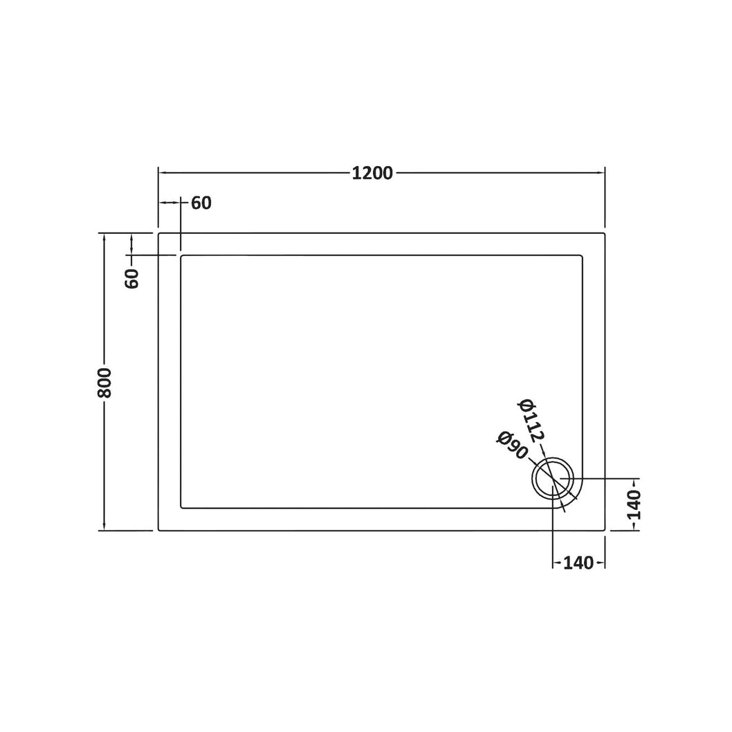 Nuie Rectangular Trays Rectangular Shower Tray 1200 X 800mm Contemporary Grey Slate Acrylic Capped ABS Caco3 And Pu - JJ Building Materials