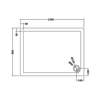 Nuie Rectangular Trays Rectangular Shower Tray 1200 X 900mm Contemporary Grey Slate Acrylic Capped ABS Caco3 And Pu - JJ Building Materials