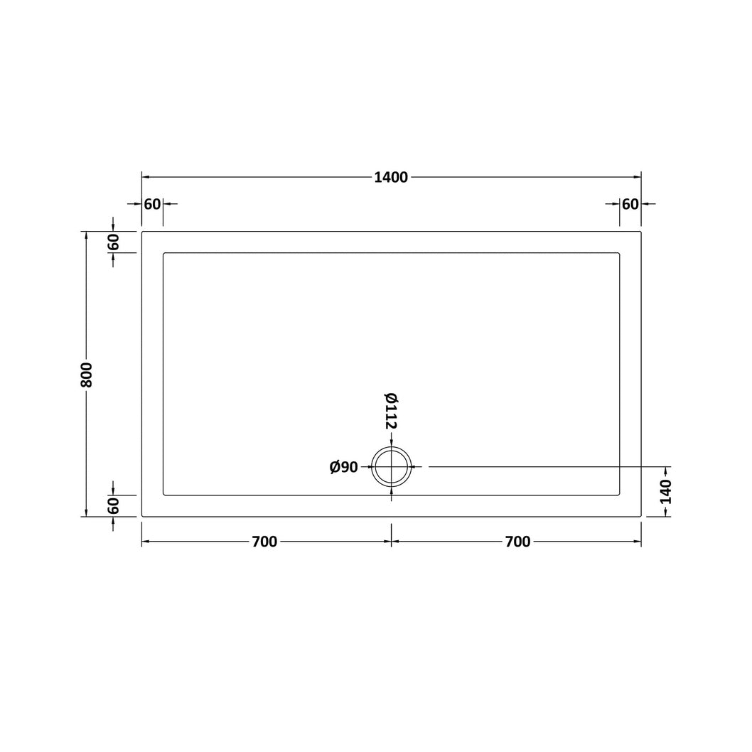 Nuie Rectangular Trays Rectangular Shower Tray 1400 X 800mm Contemporary White Acrylic Capped ABS Caco3 And Pu - JJ Building Materials