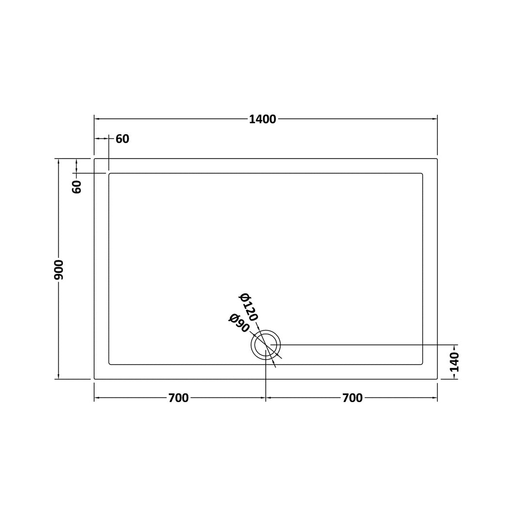 Nuie Rectangular Trays Rectangular Shower Tray 1400 X 900mm Contemporary Grey Slate Acrylic Capped ABS Caco3 And Pu - JJ Building Materials