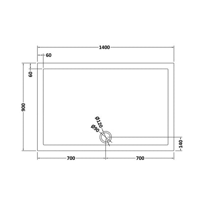 Nuie Rectangular Trays Rectangular Shower Tray 1400 X 900mm Contemporary Grey Slate Acrylic Capped ABS Caco3 And Pu - JJ Building Materials