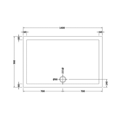 Nuie Rectangular Trays Rectangular Shower Tray 1400 X 900mm Contemporary White Acrylic Capped ABS Caco3 And Pu - JJ Building Materials