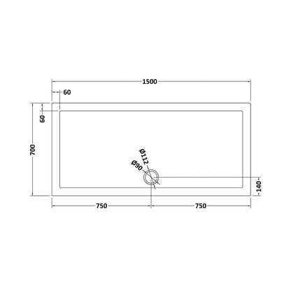 Nuie Rectangular Trays Rectangular Shower Tray 1500 X 700mm Contemporary Grey Slate Acrylic Capped ABS Caco3 And Pu - JJ Building Materials
