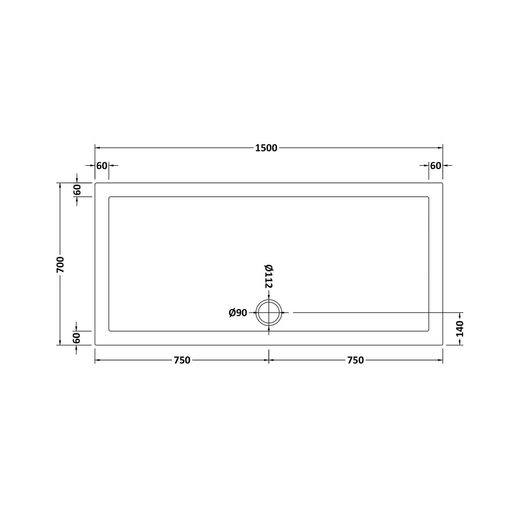 Nuie Rectangular Trays Rectangular Shower Tray 1500 X 700mm Contemporary White Acrylic Capped ABS Caco3 And Pu - JJ Building Materials