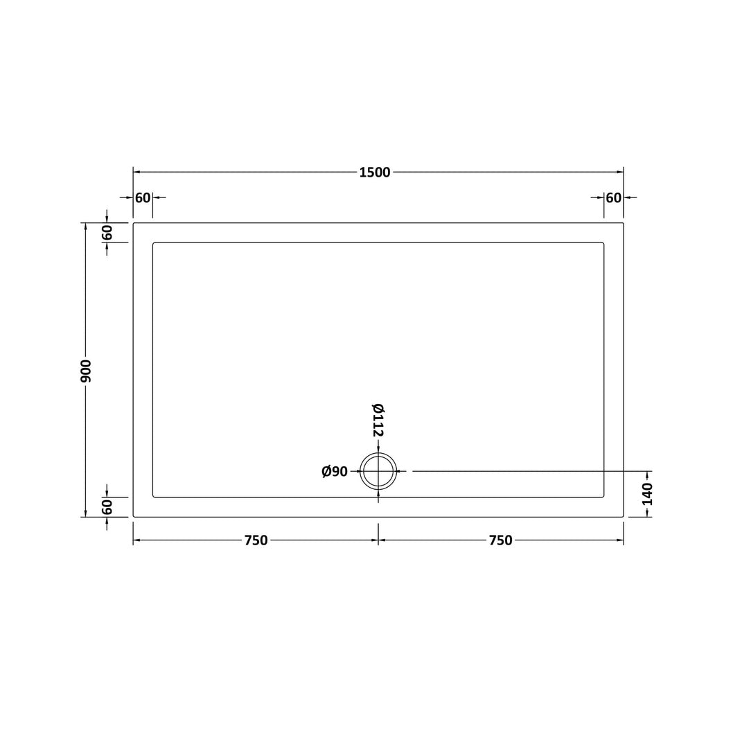 Nuie Rectangular Trays Rectangular Shower Tray 1500 X 900mm Contemporary White Acrylic Capped ABS Caco3 And Pu - JJ Building Materials