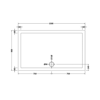 Nuie Rectangular Trays Rectangular Shower Tray 1500 X 900mm Contemporary White Acrylic Capped ABS Caco3 And Pu - JJ Building Materials