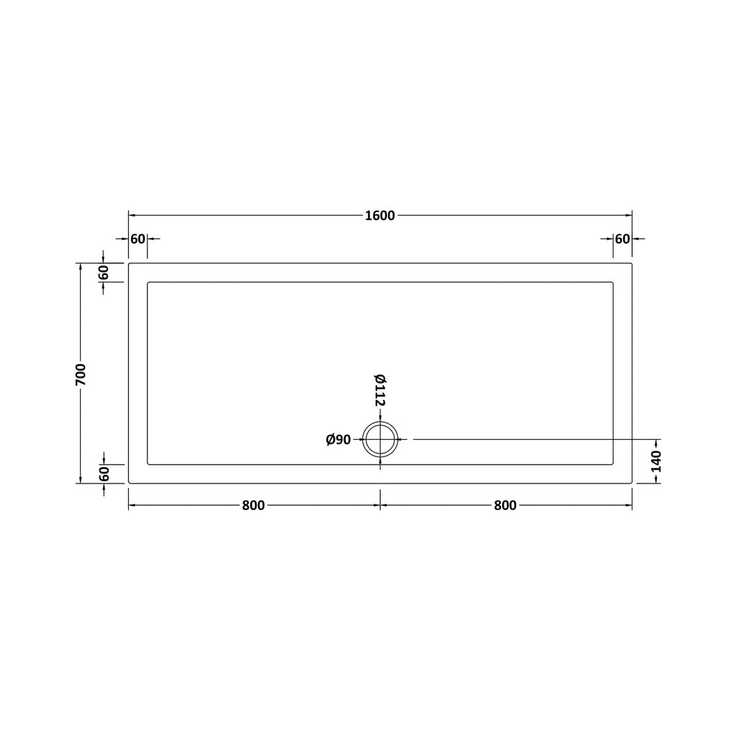 Nuie Rectangular Trays Rectangular Shower Tray 1600 X 700mm Contemporary White Acrylic Capped ABS Caco3 And Pu - JJ Building Materials