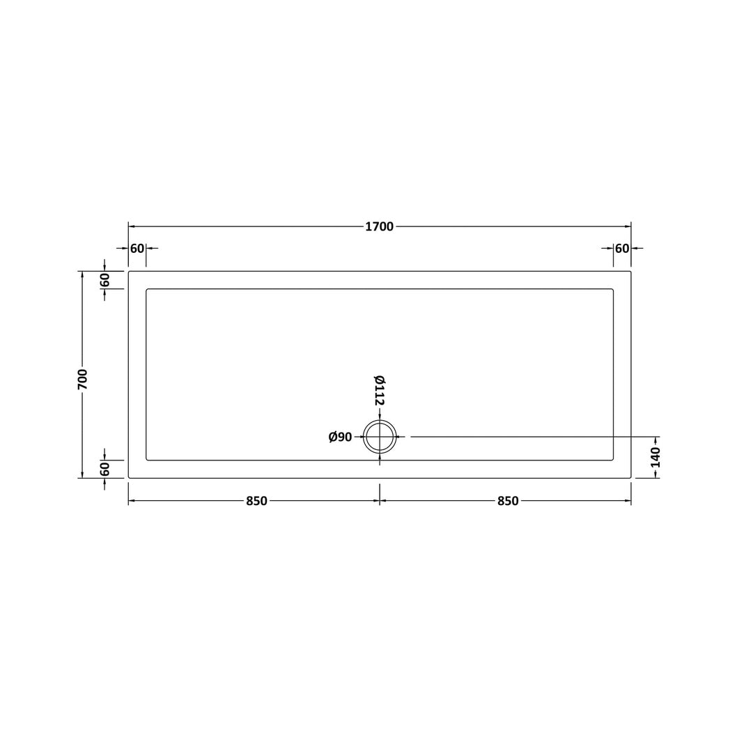 Nuie Rectangular Trays Rectangular Shower Tray 1700 X 700mm Contemporary White Acrylic Capped ABS Caco3 And Pu - JJ Building Materials