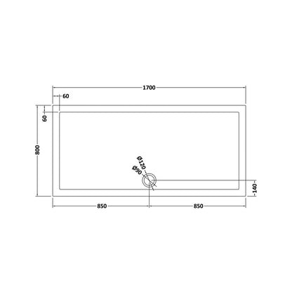 Nuie Rectangular Trays Rectangular Shower Tray 1700 X 800mm Contemporary Grey Slate Acrylic Capped ABS Caco3 And Pu - JJ Building Materials