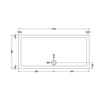 Nuie Rectangular Trays Rectangular Shower Tray 1700 X 800mm Contemporary White Acrylic Capped ABS Caco3 And Pu - JJ Building Materials