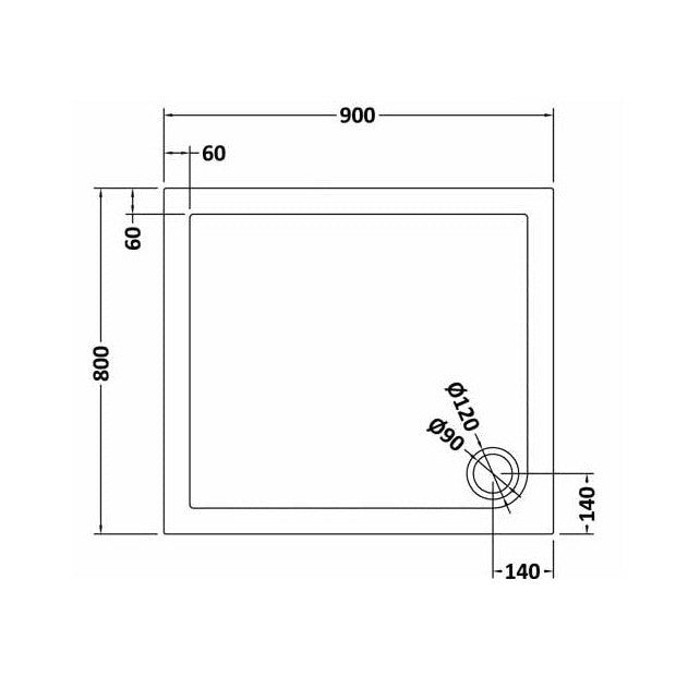 Nuie Rectangular Trays Rectangular Shower Tray 900 X 800mm Contemporary Grey Slate Acrylic Capped ABS Caco3 And Pu - JJ Building Materials