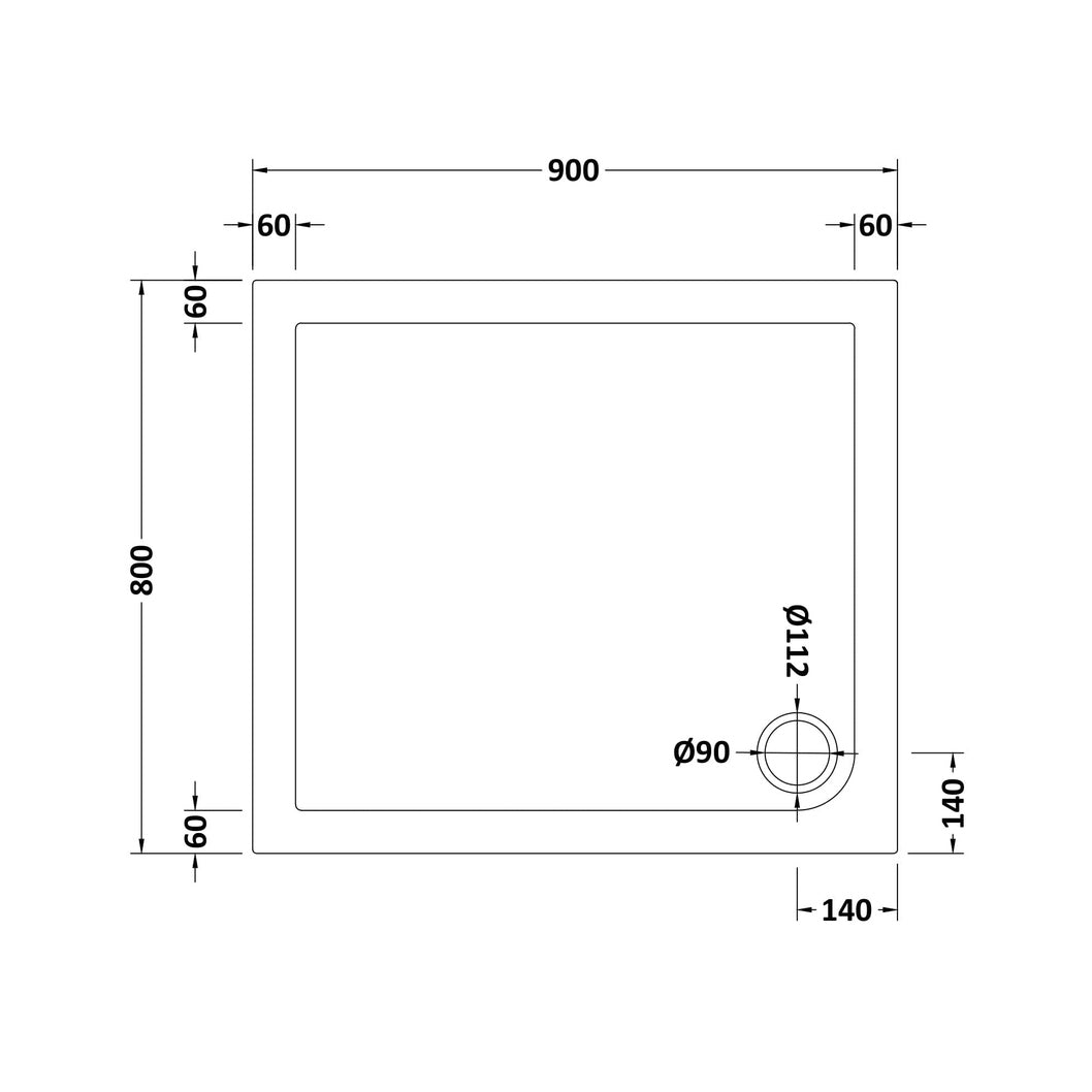 Nuie Rectangular Trays Rectangular Shower Tray 900 X 800mm Contemporary White Acrylic Capped ABS Caco3 And Pu - JJ Building Materials