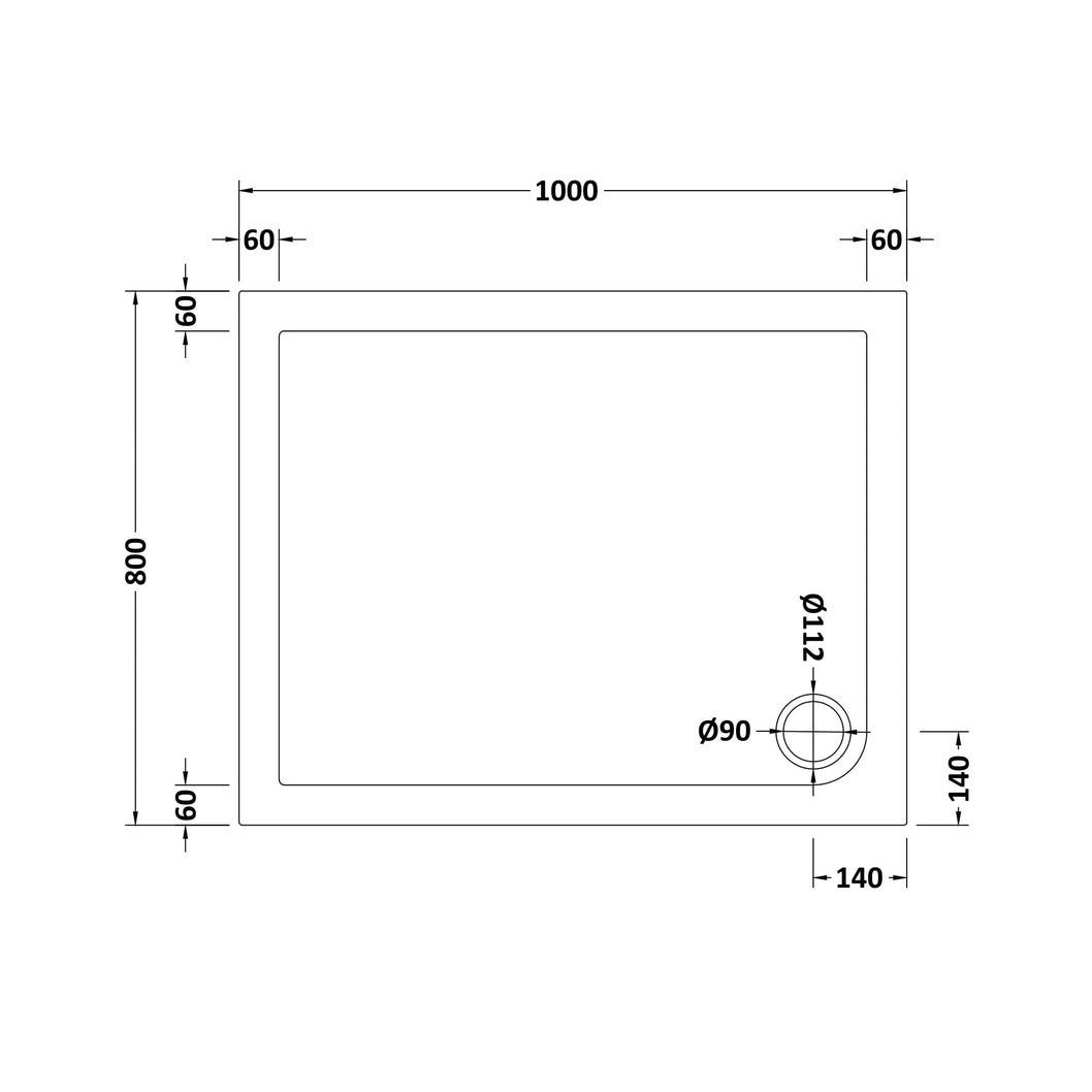 Nuie Rectangular Trays Slip Resistant Rectangular Shower Tray 1000 X 800mm Contemporary European White Acrylic Capped ABS Caco3 And Pu - JJ Building Materials