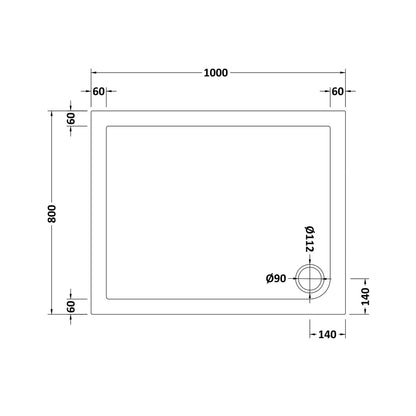 Nuie Rectangular Trays Slip Resistant Rectangular Shower Tray 1000 X 800mm Contemporary European White Acrylic Capped ABS Caco3 And Pu - JJ Building Materials