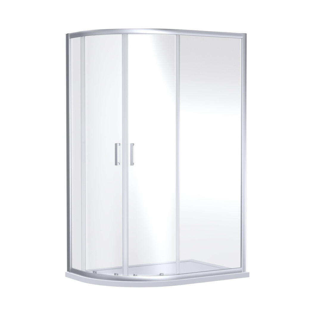 Nuie Rene 1900 X 1000 X 800mm Offset Quandrant Shower Enclosure Contemporary Chrome Aluminium 1900x980x780mm - JJ Building Materials
