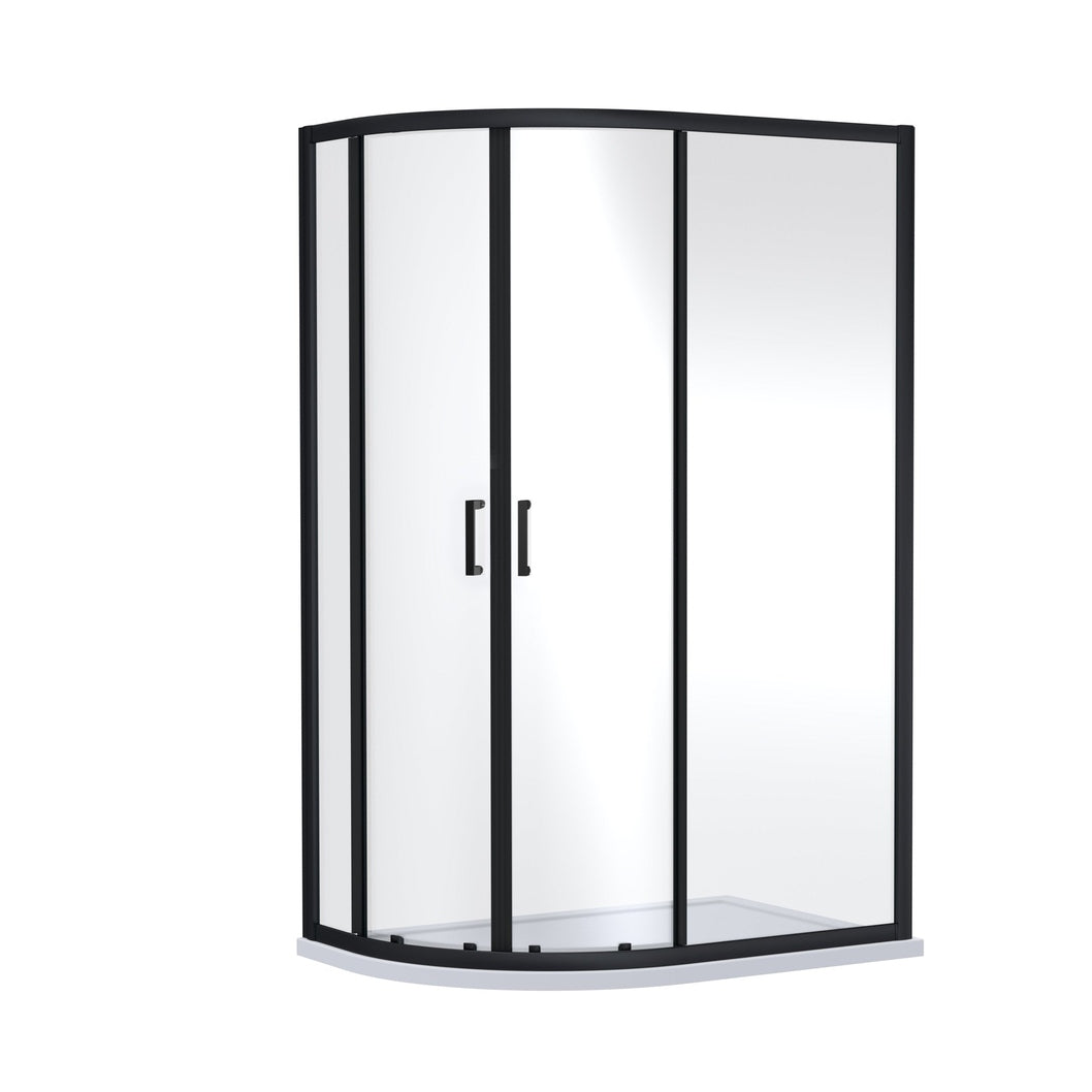 Nuie Rene 1900 X 1000 X 800mm Offset Quandrant Shower Enclosure Contemporary Matt Black Aluminium 1900x980x780mm - JJ Building Materials