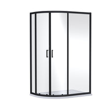 Nuie Rene 1900 X 1000 X 800mm Offset Quandrant Shower Enclosure Contemporary Matt Black Aluminium 1900x980x780mm - JJ Building Materials