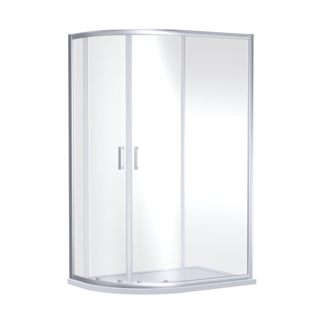 Nuie Rene 1900 X 1200 X 800mm Offset Quandrant Shower Enclosure Contemporary Chrome Aluminium 1900x1180x780mm - JJ Building Materials