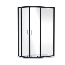 Nuie Rene 1900 X 1200 X 900mm Offset Quandrant Shower Enclosure Contemporary Matt Black Aluminium 1900x1180x880mm - JJ Building Materials