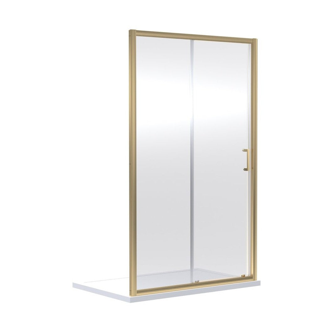 Nuie Rene 1900 X 1400mm Sliding Shower Door Contemporary Brushed Brass Aluminium 1900x1390x44mm - JJ Building Materials