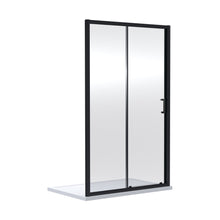 Nuie Rene 1900 X 1400mm Sliding Shower Door Contemporary Matt Black Aluminium 1900x1390x44mm - JJ Building Materials