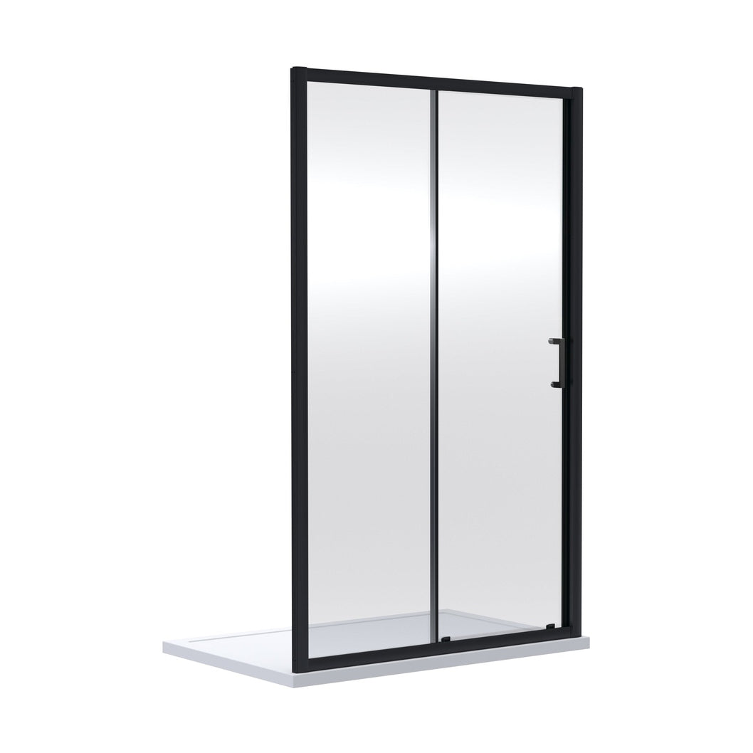 Nuie Rene 1900 X 1500mm Sliding Shower Door Contemporary Matt Black Aluminium 1900x1490x44mm - JJ Building Materials