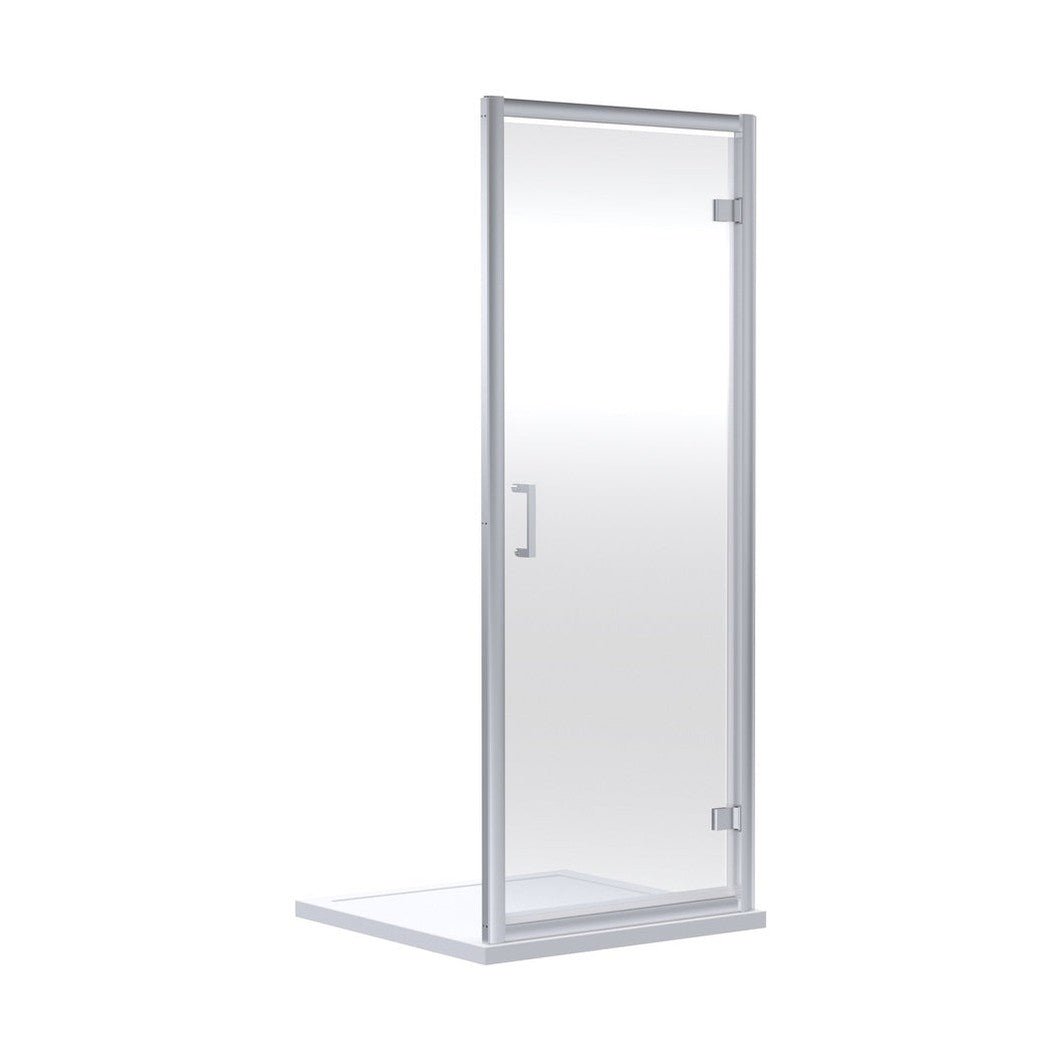 Nuie Rene 1900 X 700mm Hinged Shower Door Contemporary Chrome Aluminium 1900x690x44mm - JJ Building Materials